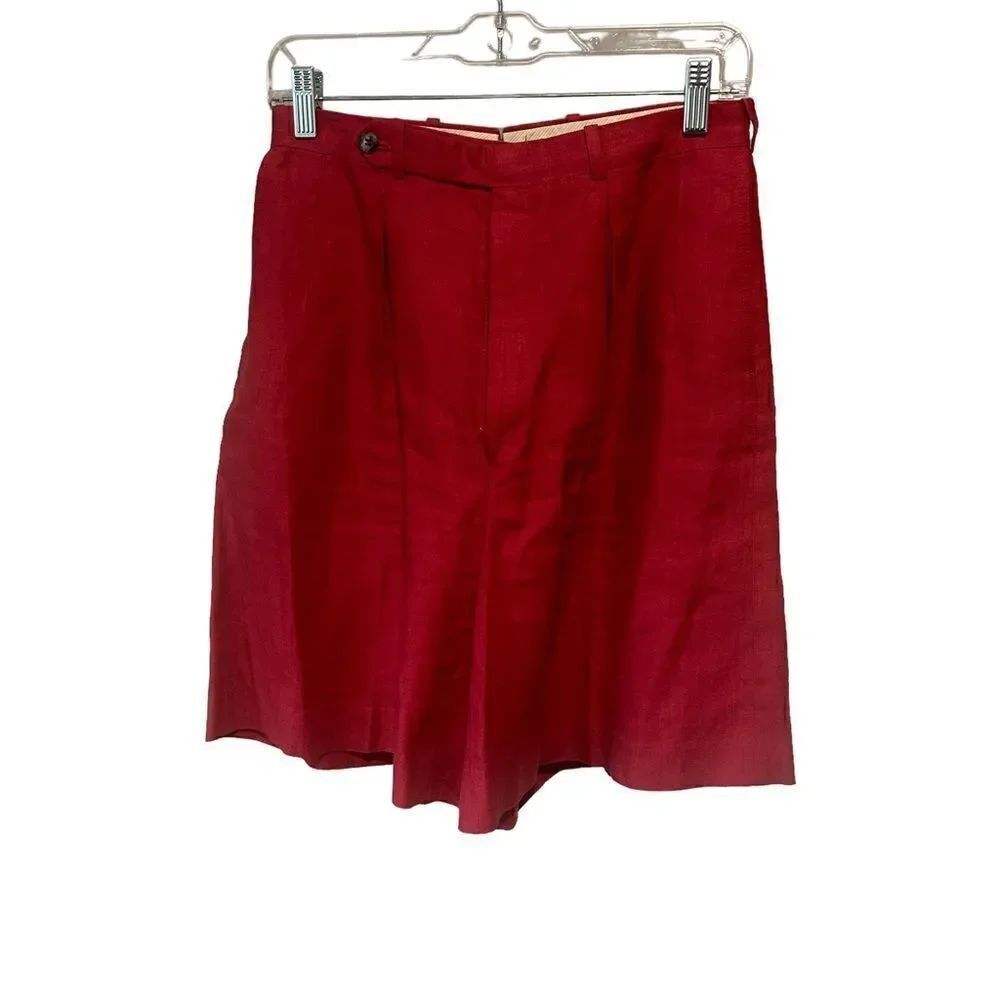 Abercrombie & Fitch Vintage Cherry Red Tailored Look Linen Shorts